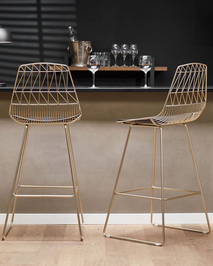 Bar Chair Set of 2 Metal Gold Preston