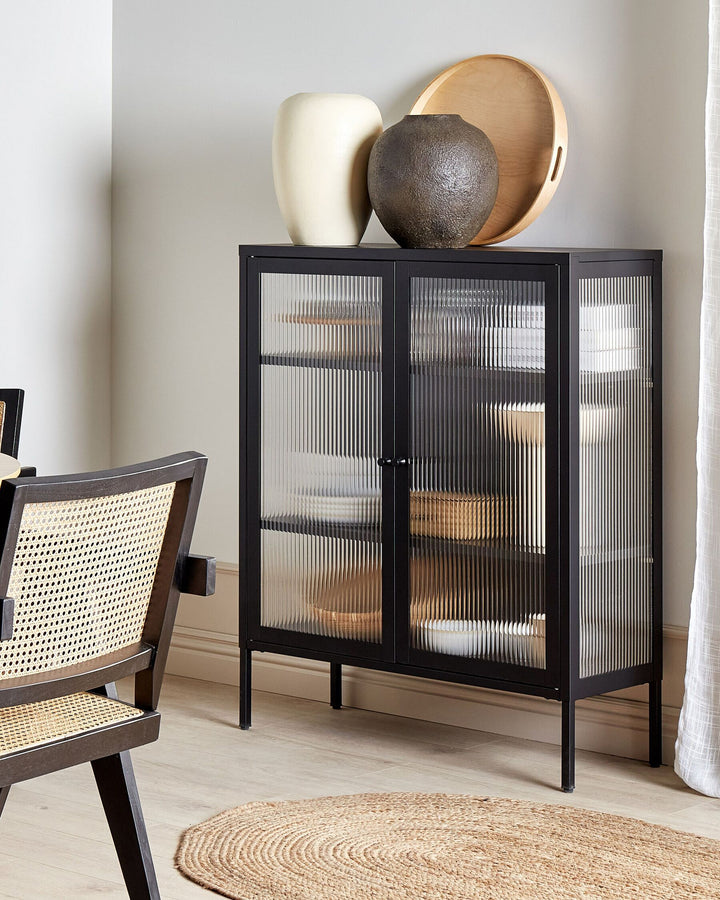 Steel Display Cabinet Black Lerryn