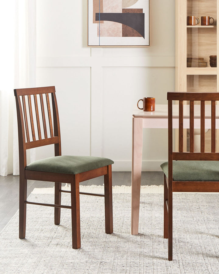 Rubberwood Dining Chair Set of 2 Dark Wood Orono