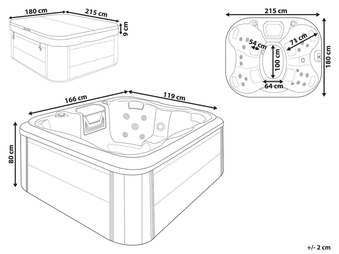 Square Hot Tub with LED Blue Arcelia