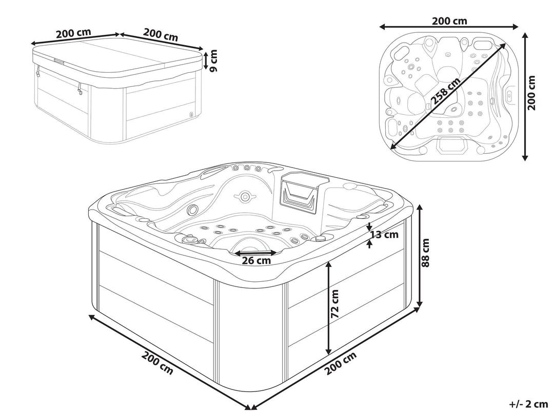 Square Hot Tub with LED Blue Lastarria