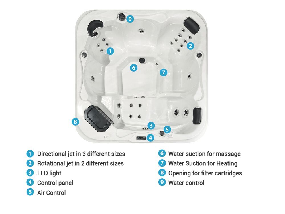 Square Hot Tub with LED White Tularosa