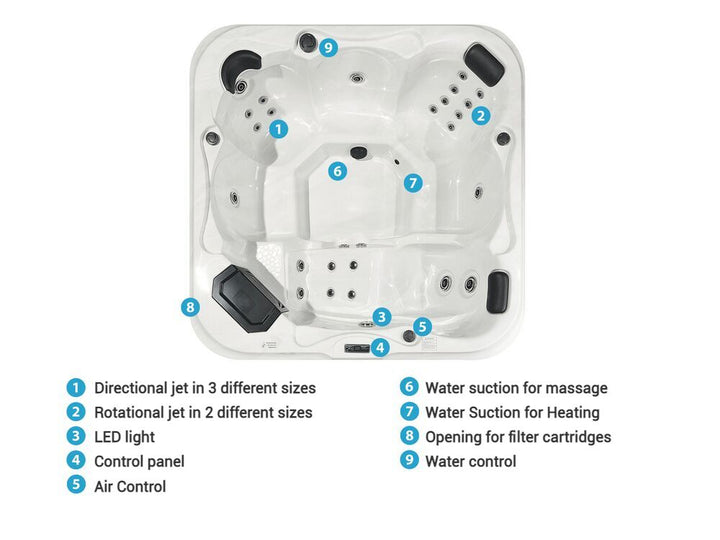 Square Hot Tub with LED White Tularosa