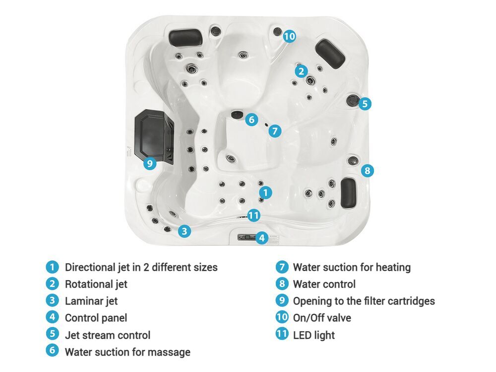 Square Hot Tub with LED White Lastarria