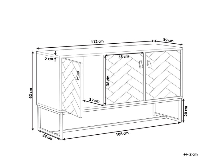 3 Door Sideboard Dark Wood with White Neuve