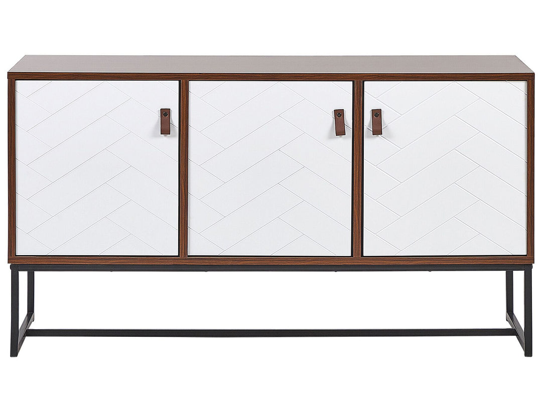 3 Door Sideboard Dark Wood with White Neuve