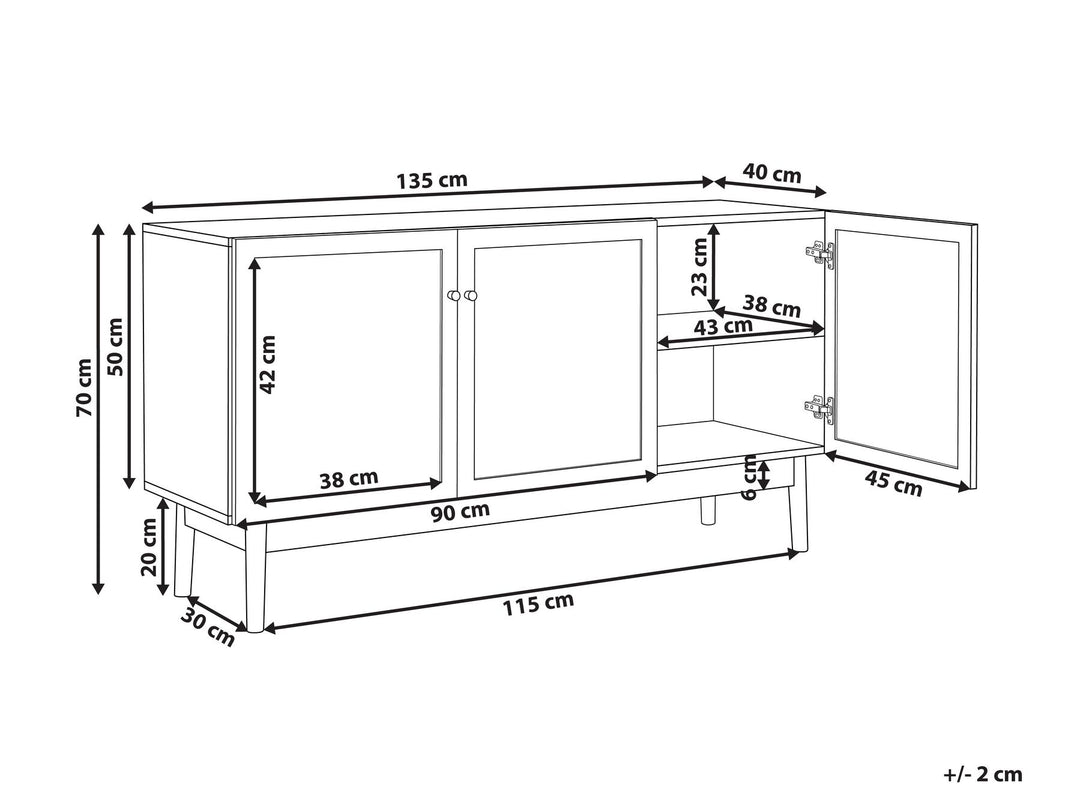 3 Door Sideboard Light Wood Nivo