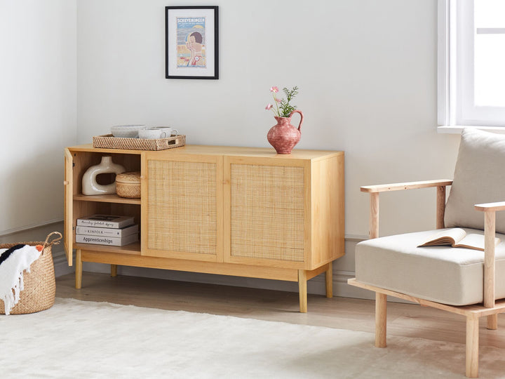 3 Door Sideboard Light Wood Nivo