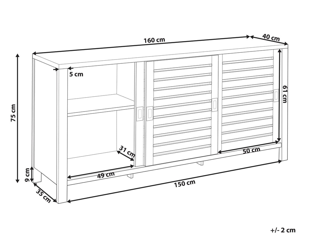 3 Door Sideboard Light Wood Randa