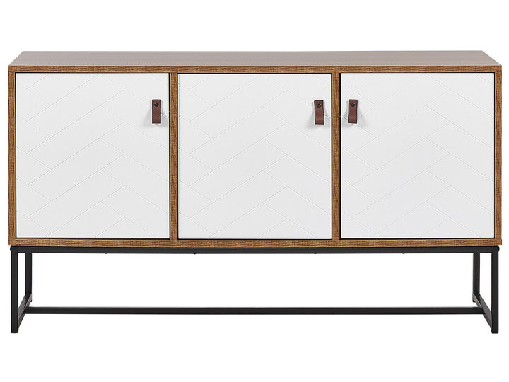 3 Door Sideboard Light Wood with White Nueva