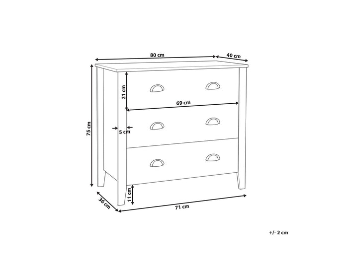 3 Drawer Chest White Donavan