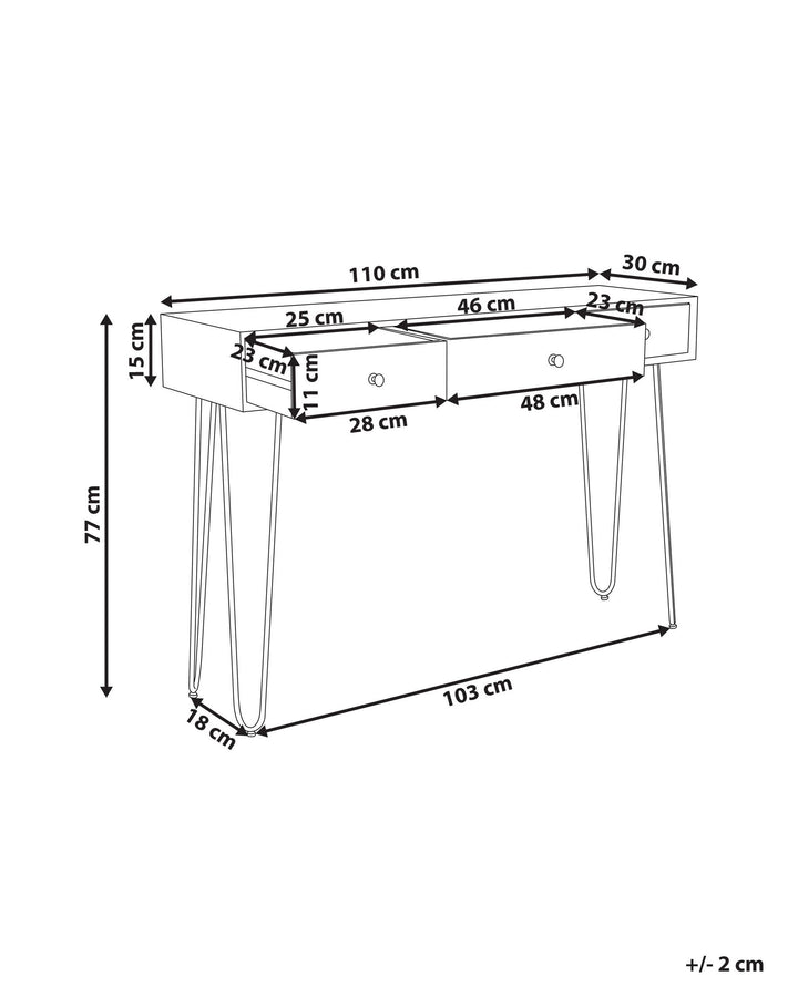 3 Drawer Mango Wood Console Table Off White Minto