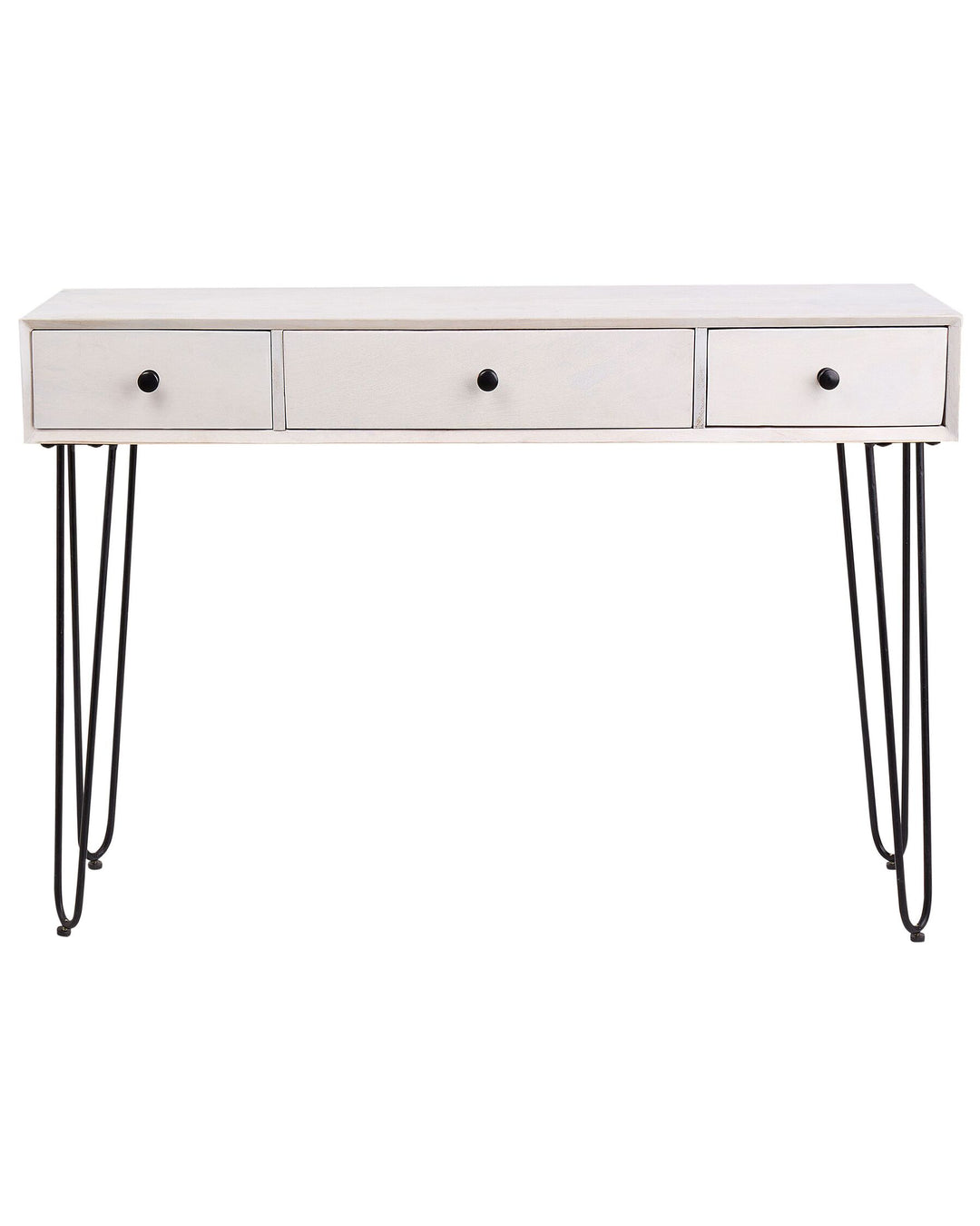 3 Drawer Mango Wood Console Table Off White Minto