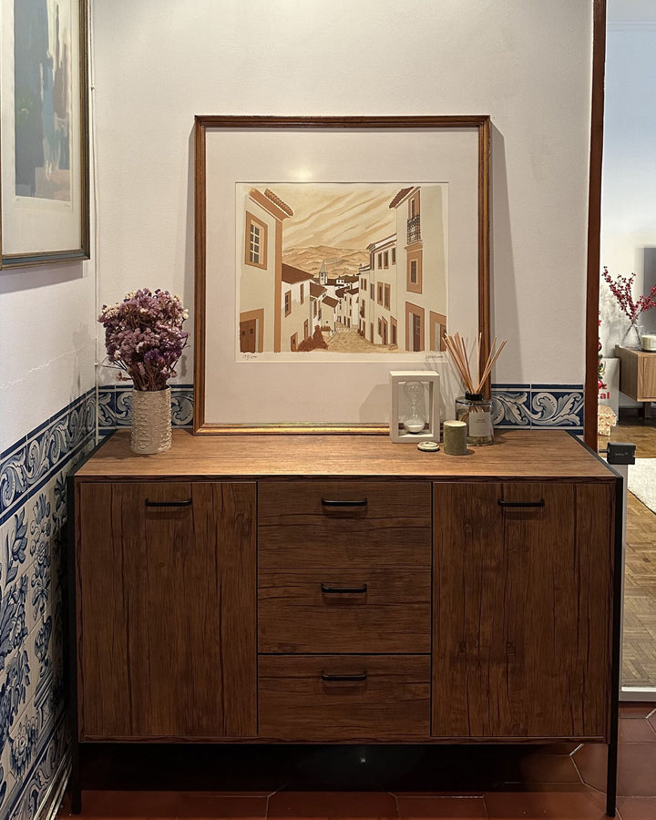 3 Drawer Sideboard Dark Brown and Black Tifton