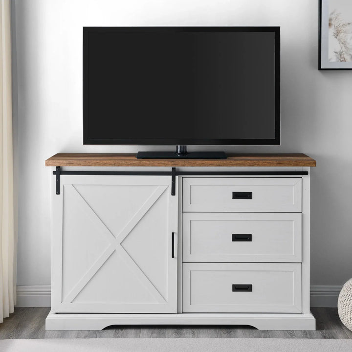 3 Drawers Sideboard Rustic Oak/Brushed White Trafford