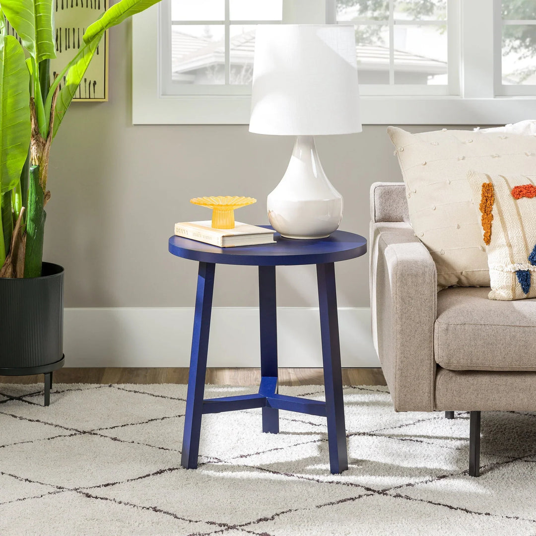 3 Leg Round Side Table Blue Almaraz