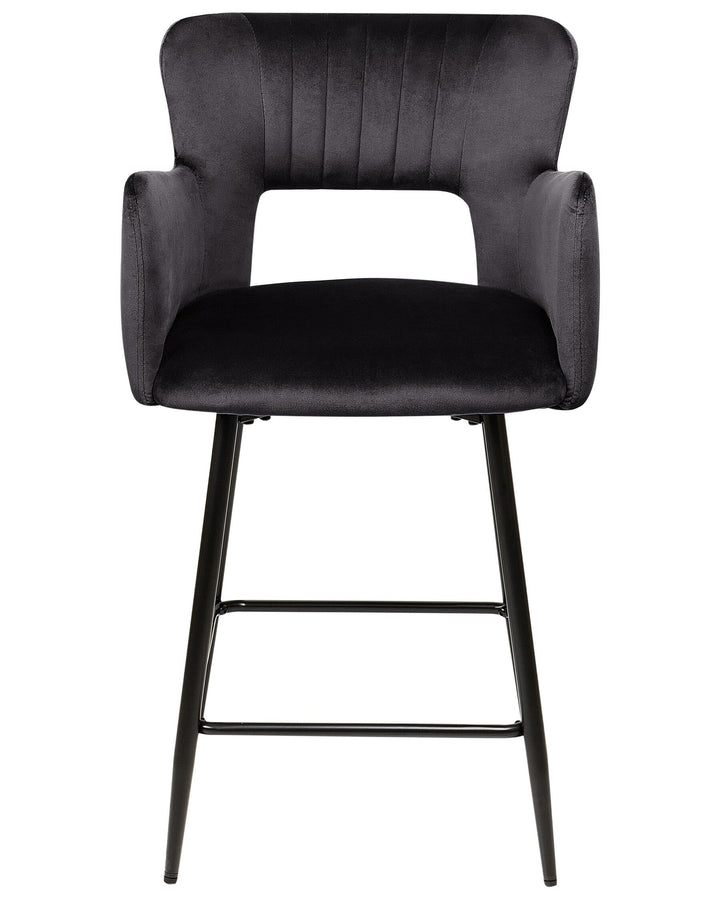 Bar Chair Set of 2 Velvet Black Sanilac