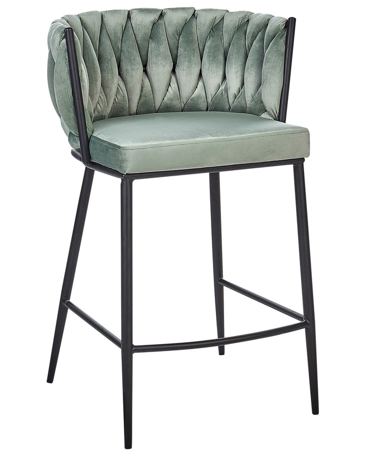 Bar Chair Set of 2 Velvet Light Green Milan