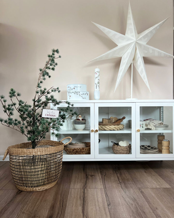 3 Door Metal Sideboard with Glass Display White Newport