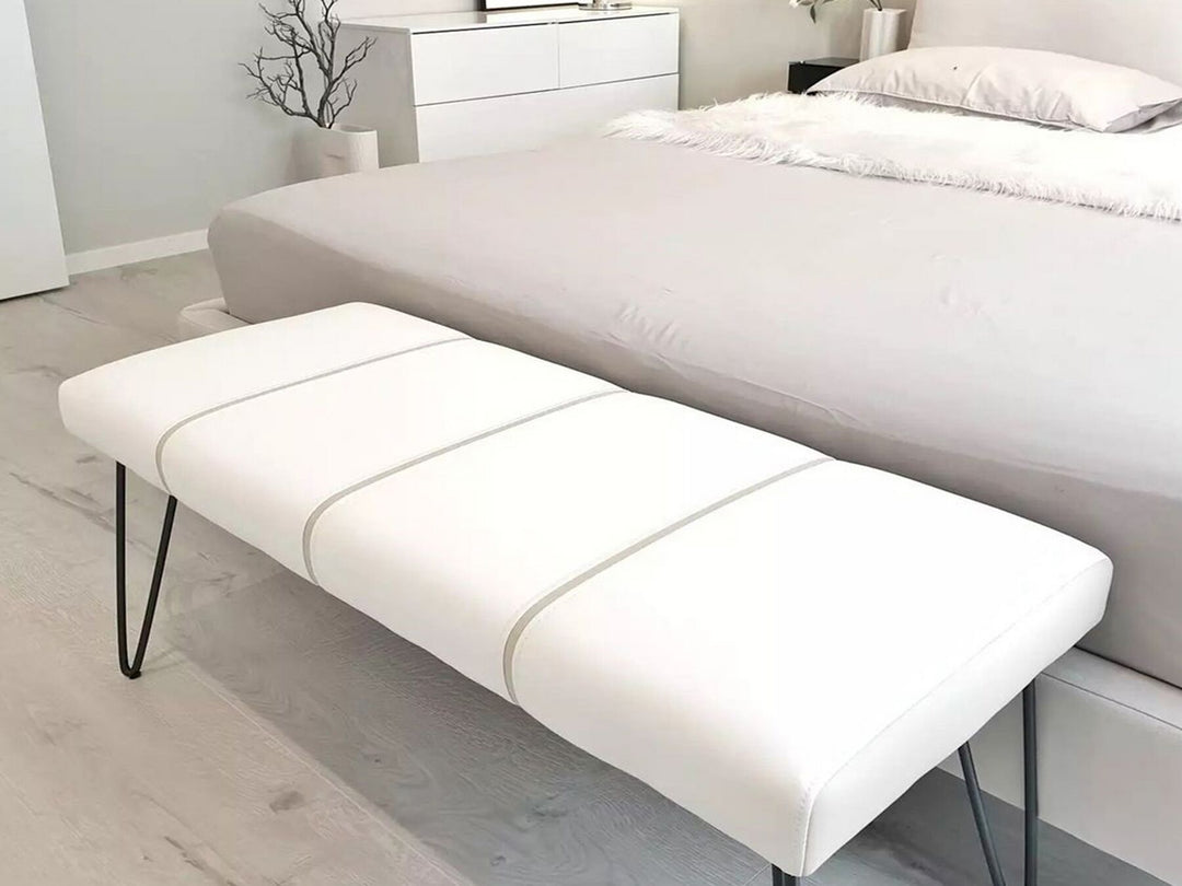 Faux Leather Bedroom Bench White Betin