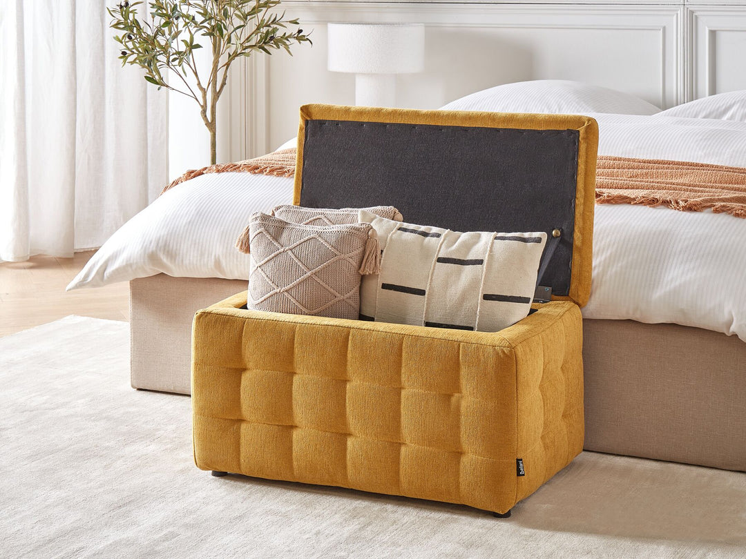 Fabric Storage Ottoman Yellow Michigan