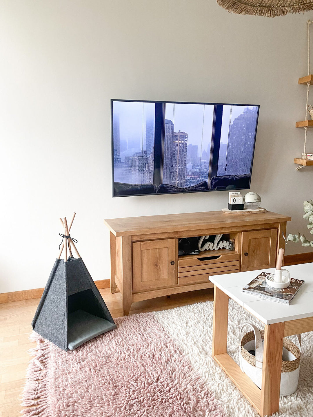 TV Stand Light Wood Agora