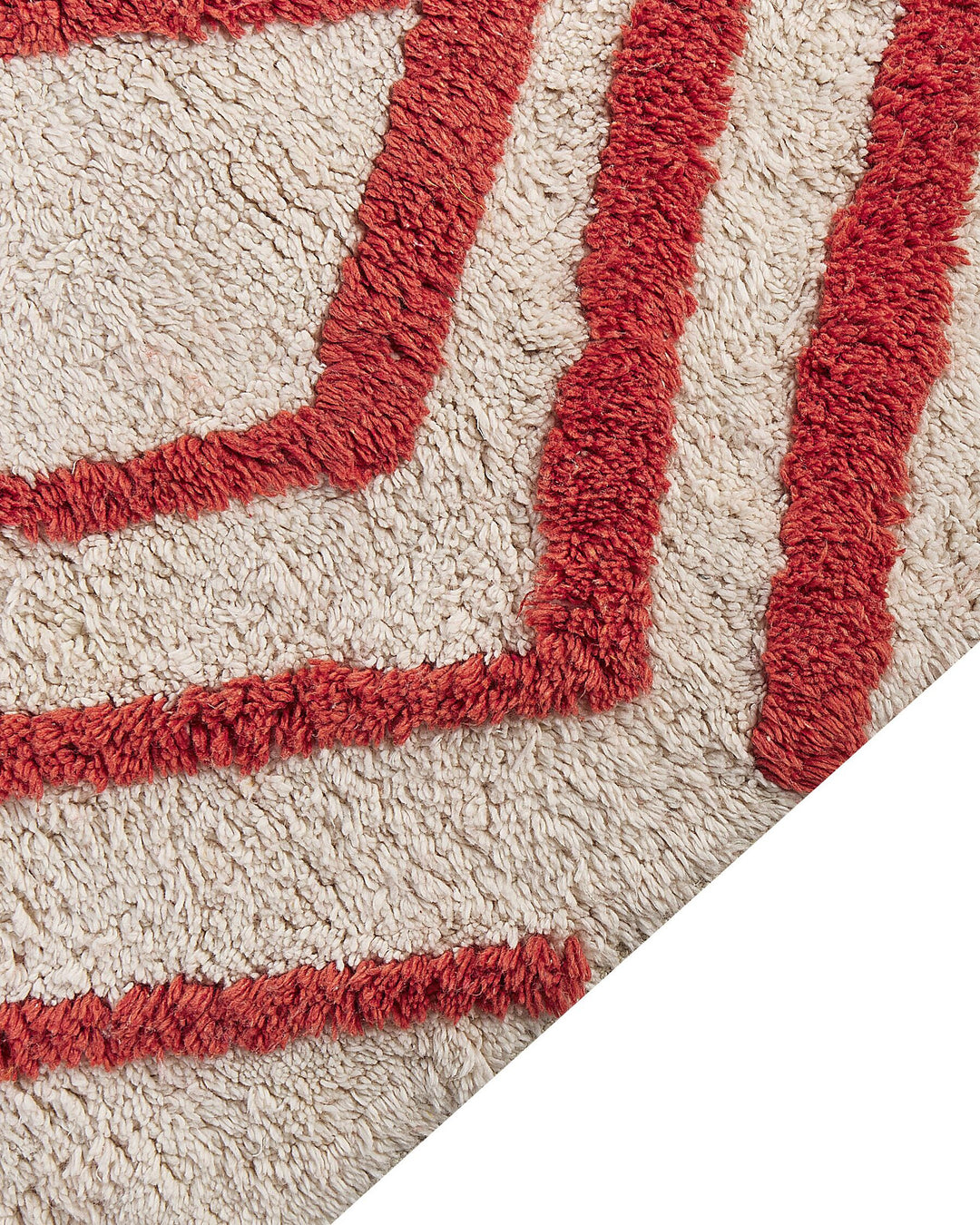 Shaggy Cotton Area Rug 160 x 230 cm Off-White and Red Haskoy