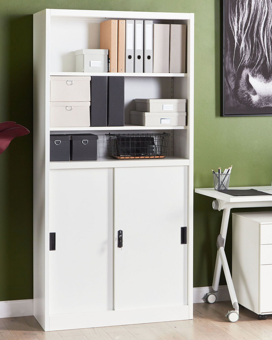 2 Door Storage Cabinet with Shelves White Muscovite