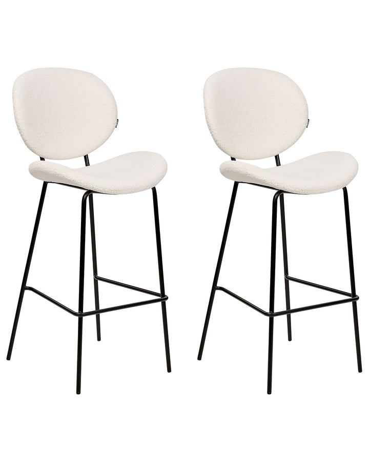 Bar Chair Set of 2 Boucle White Luana