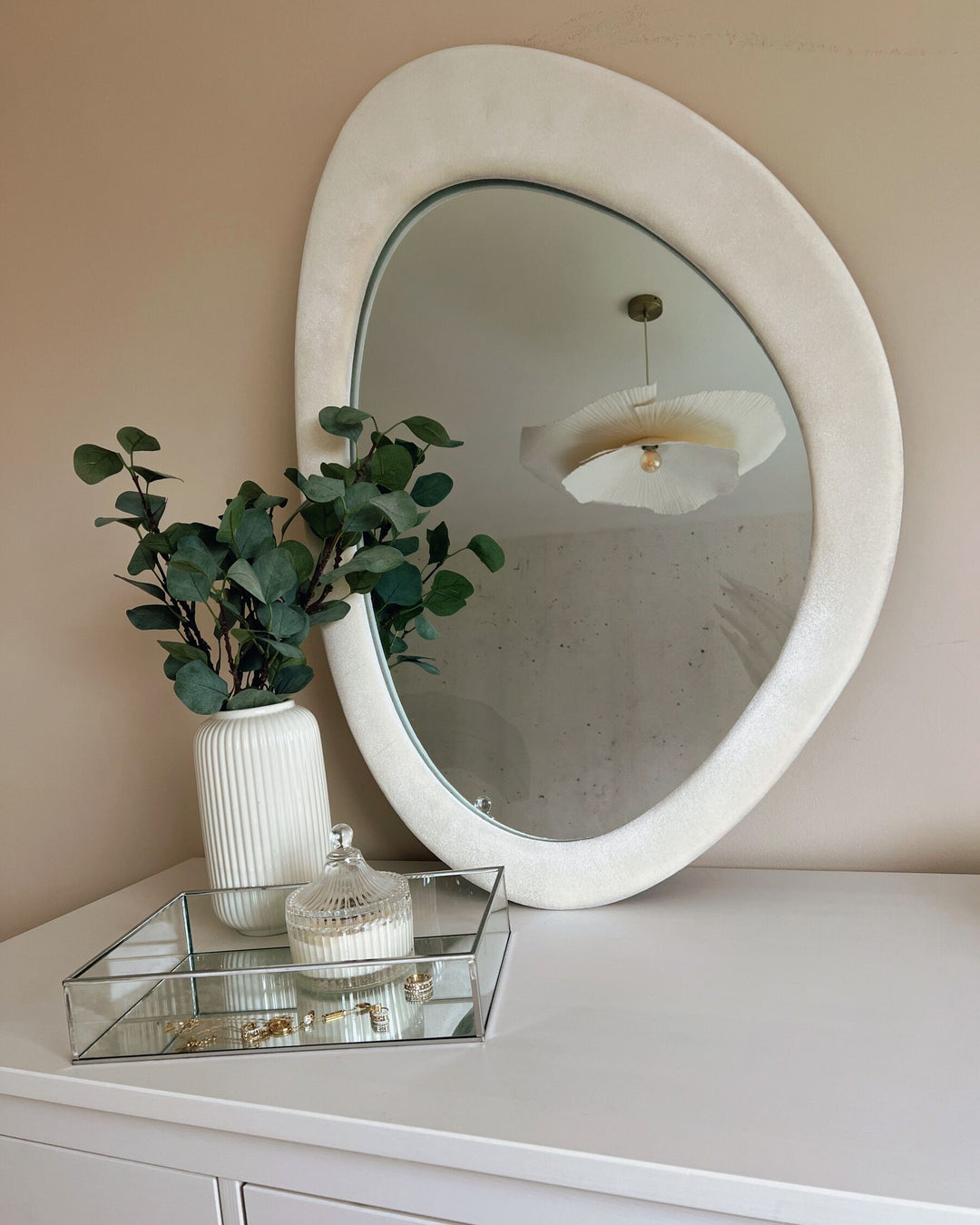 Velvet Wall Mirror 90 cm Off-White Audes