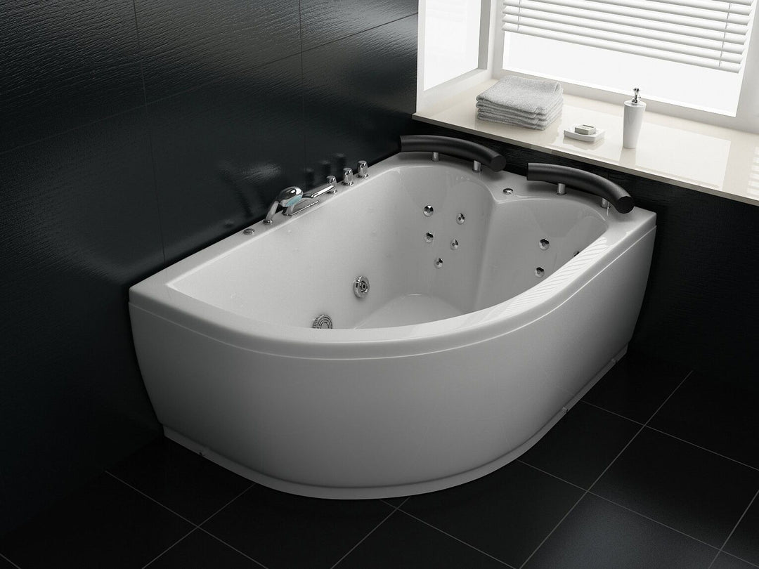 Left Hand Whirlpool Corner Bath with LED 1580 x 1130 mm White Paradiso