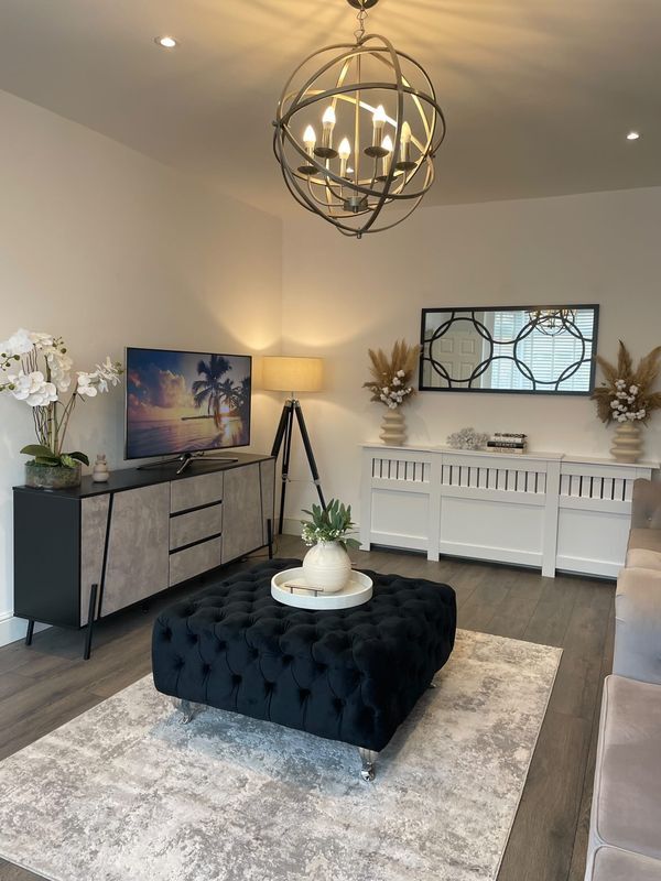 3 Drawer Sideboard Concrete Effect with Black Blackpool