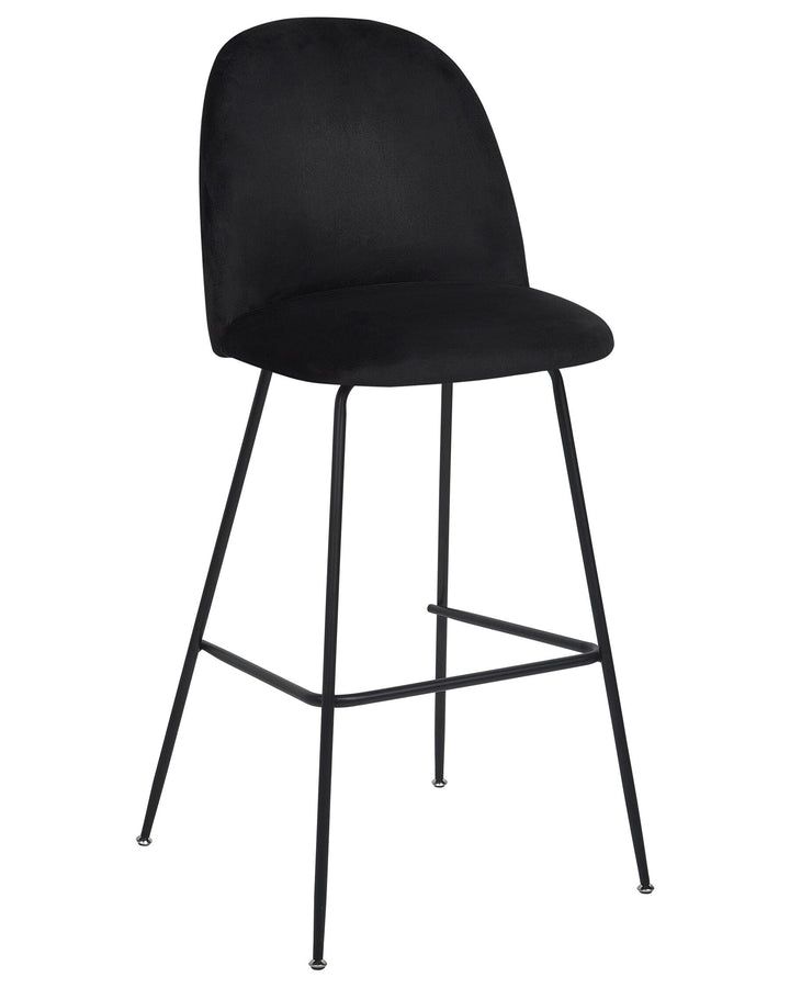 Bar Chair Set of 2 Velvet Black Arcola