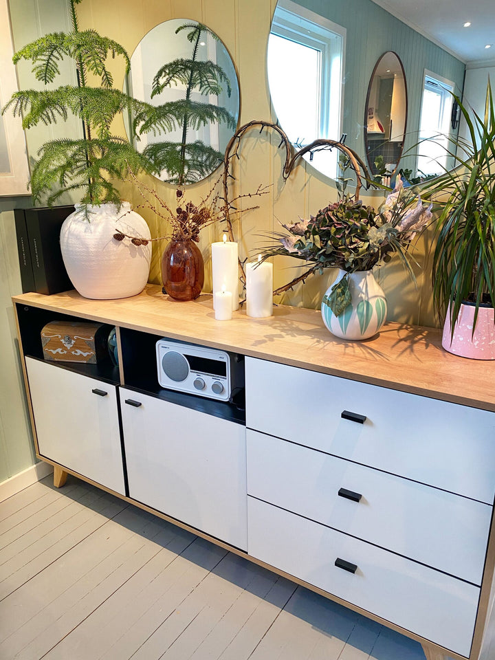 3 Drawer Sideboard Light Wood with White Ilion