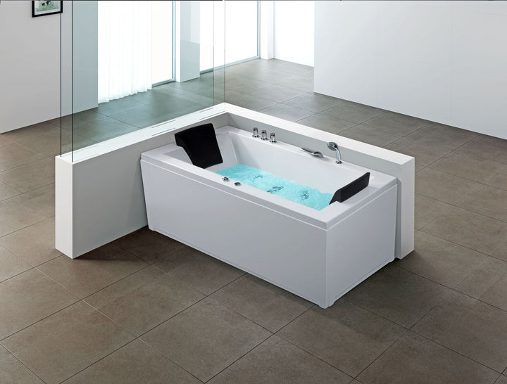 Right Hand Whirlpool Bath with LED 1830 x 900 mm White Varadero