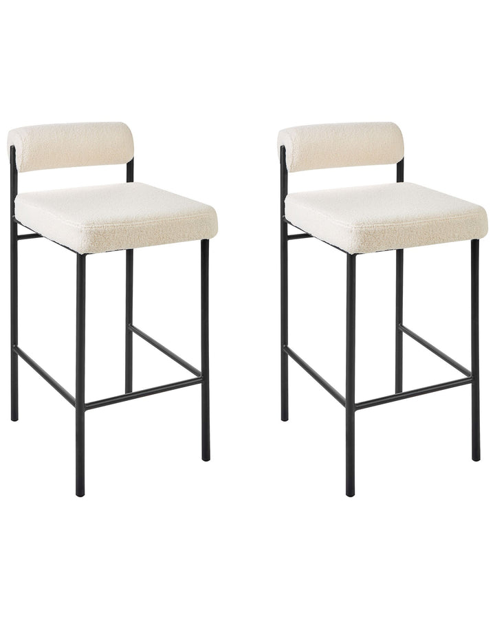 Bar Chair Set of 2 Boucle Off-White Amaya