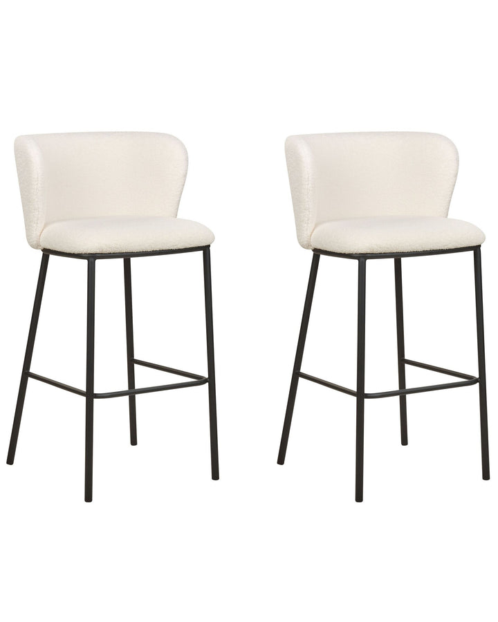 Bar Chair Set of 2 Boucle White Mina