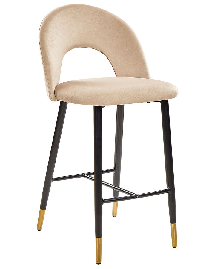 Bar Chair Set of 2 Velvet Beige Falton