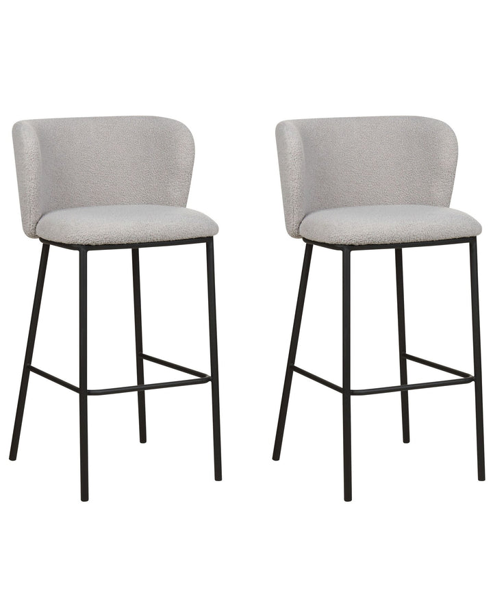 Bar Chair Set of 2 Boucle Light Grey Mina