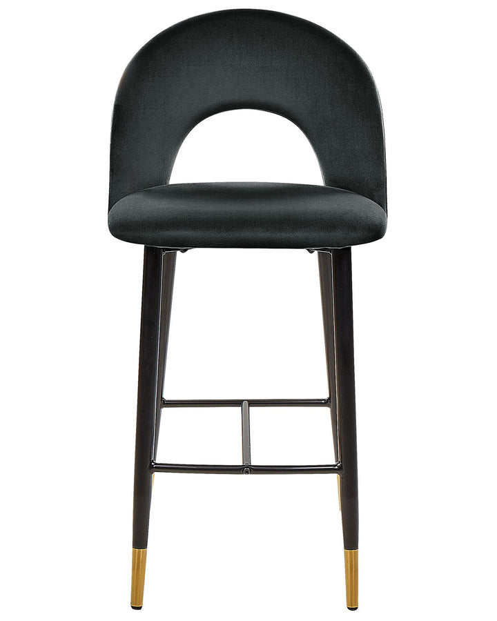 Bar Chair Set of 2 Velvet Black Falton