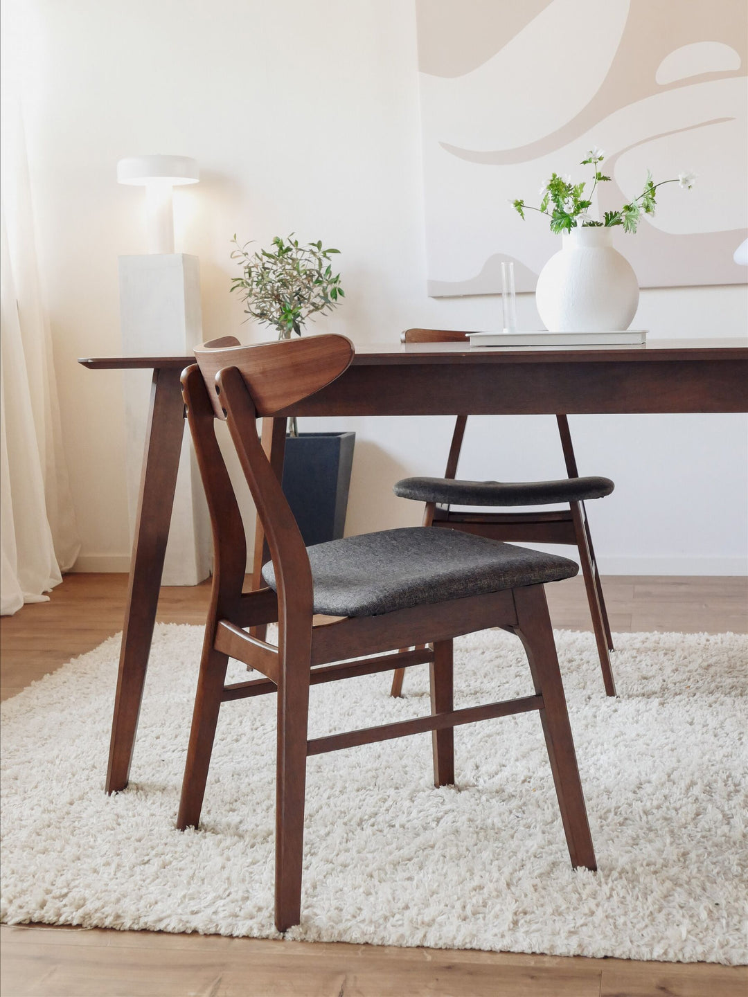 Rubberwood Dining Chair Set of 2 Dark Grey Lynn