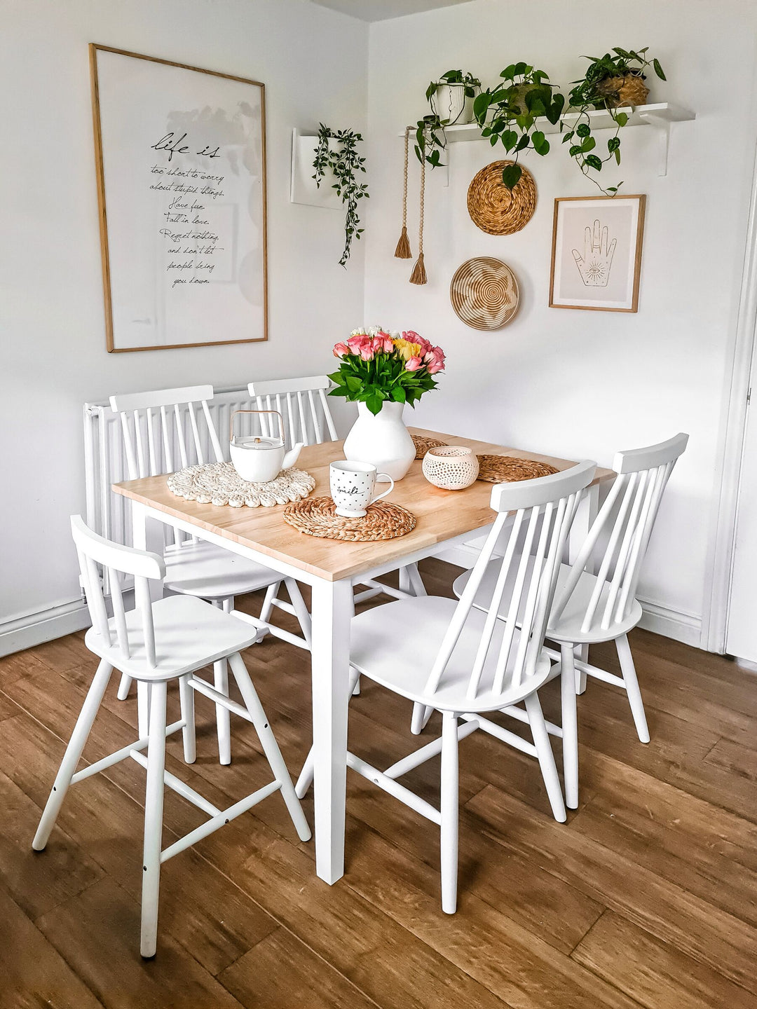 Rubberwood Dining Chair Set of 2 White Burbank