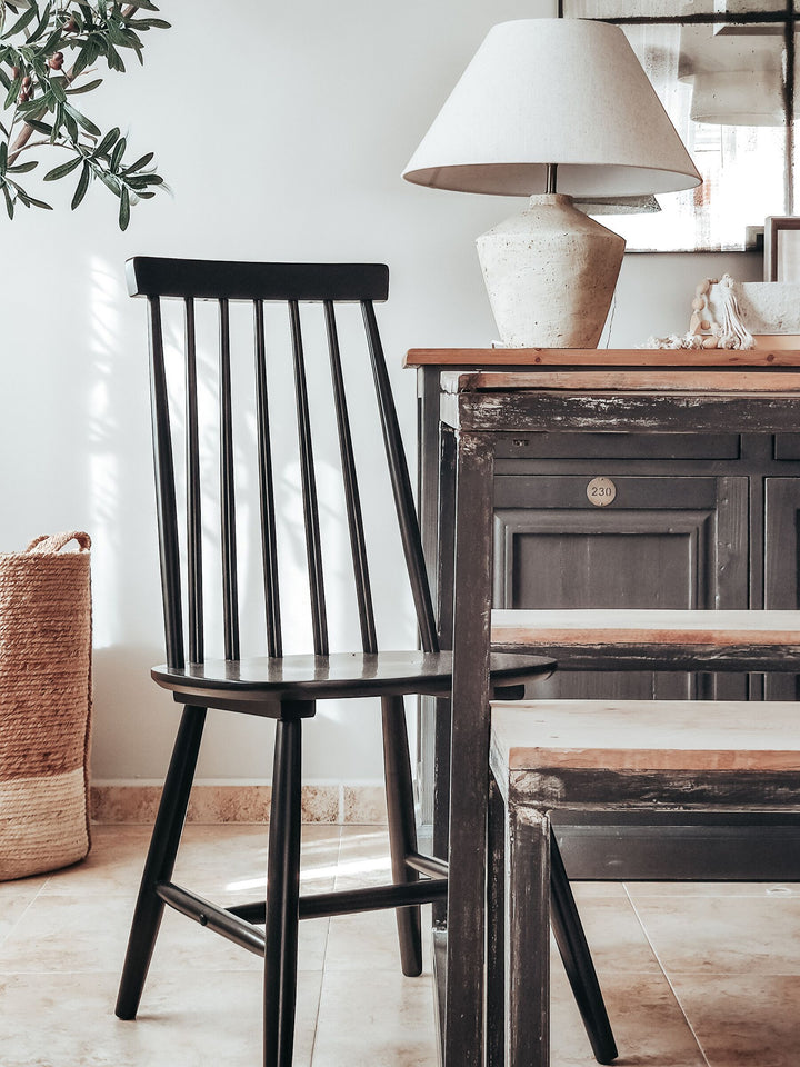 Rubberwood Dining Chair Set of 2 Black Burbank