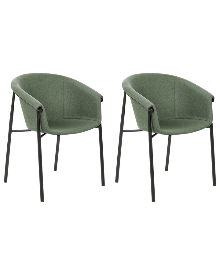 Dining Chair Set of 2 Fabric Dark Green Ames