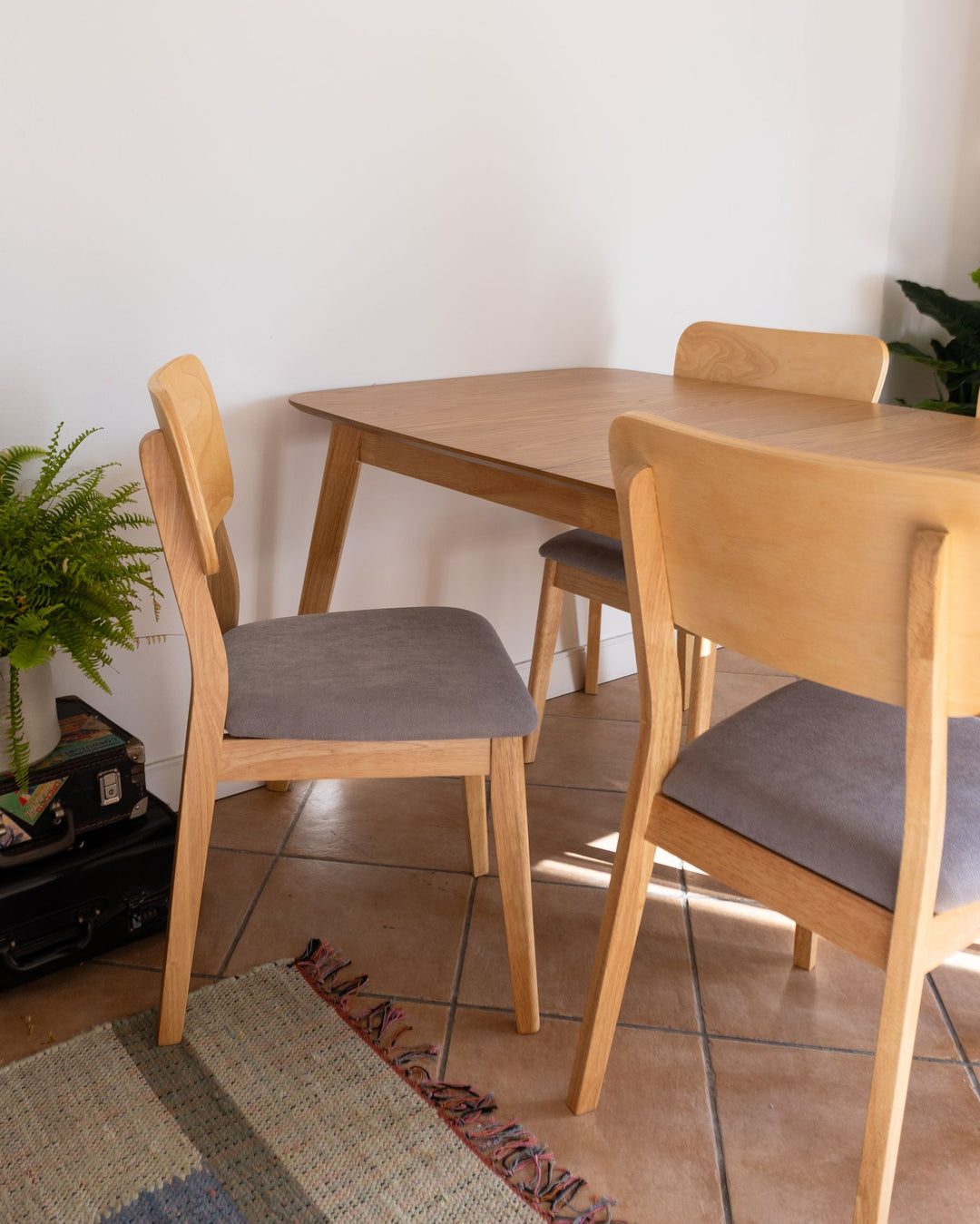 Rubberwood Dining Chair Set of 2 Light Wood Minier