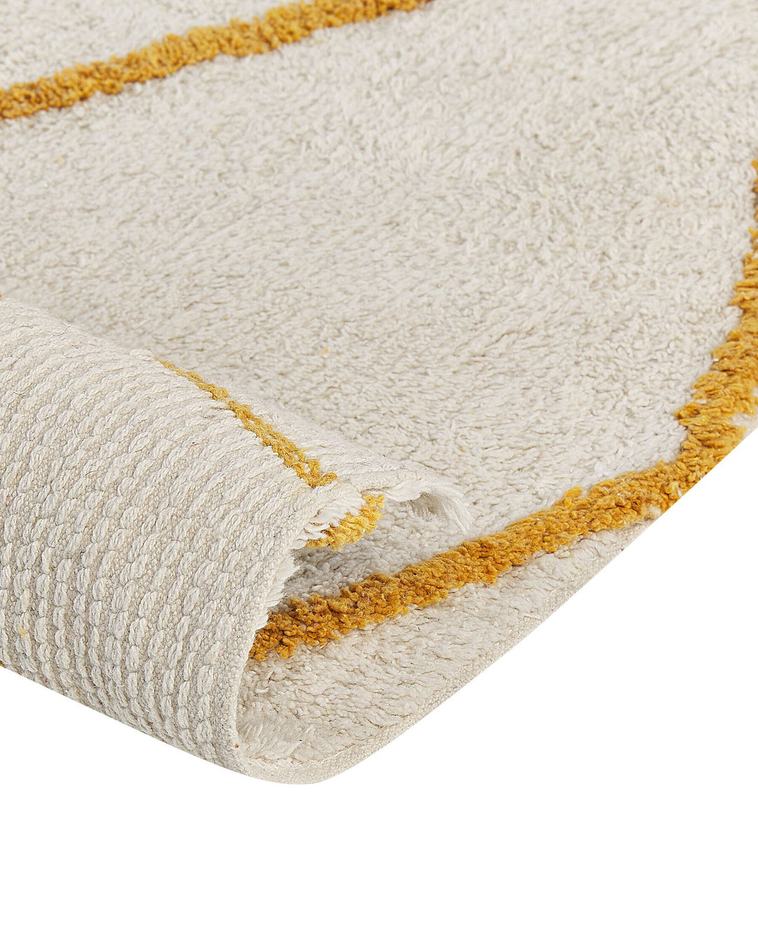 Shaggy Cotton Area Rug 160 x 230 cm Off-White and Yellow Marand