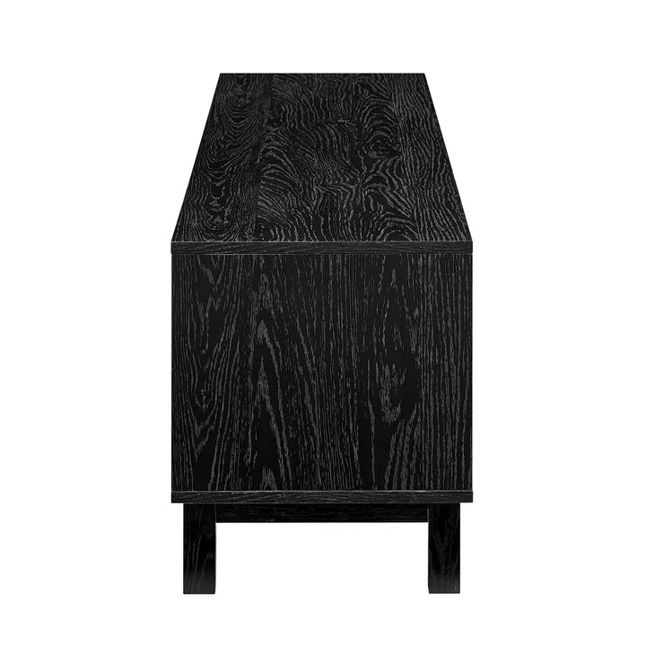 2 Door Faux Rattan TV Stand Black Belora