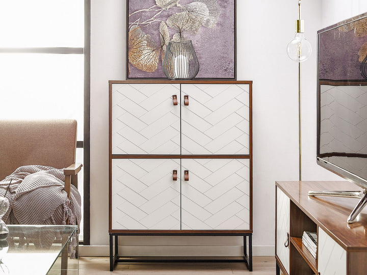 4 Door Sideboard Dark Wood with White Nueva