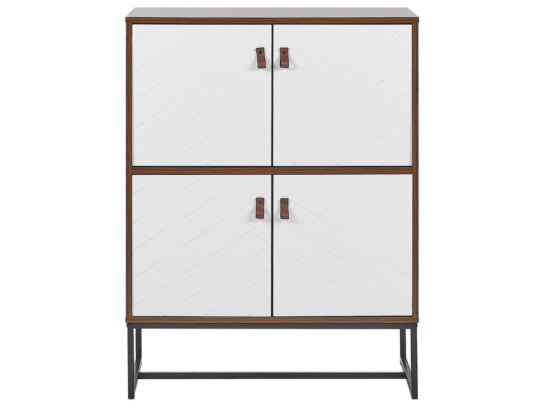 4 Door Sideboard Dark Wood with White Nueva