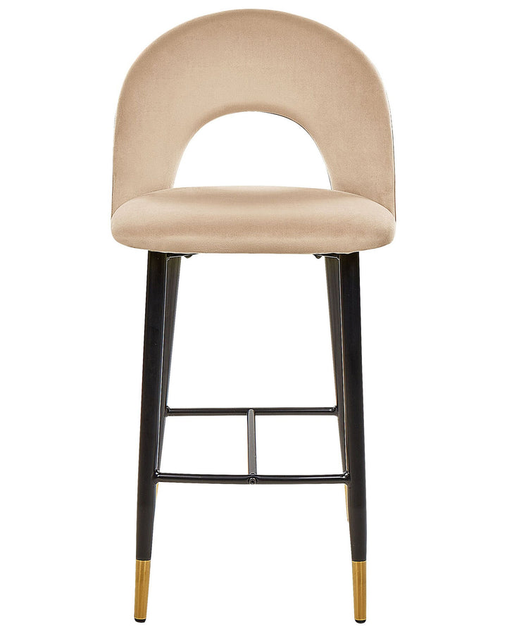 Bar Chair Set of 2 Velvet Beige Falton